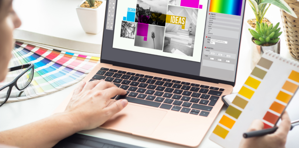 Team at the best graphic design agency near me working on a creative branding project